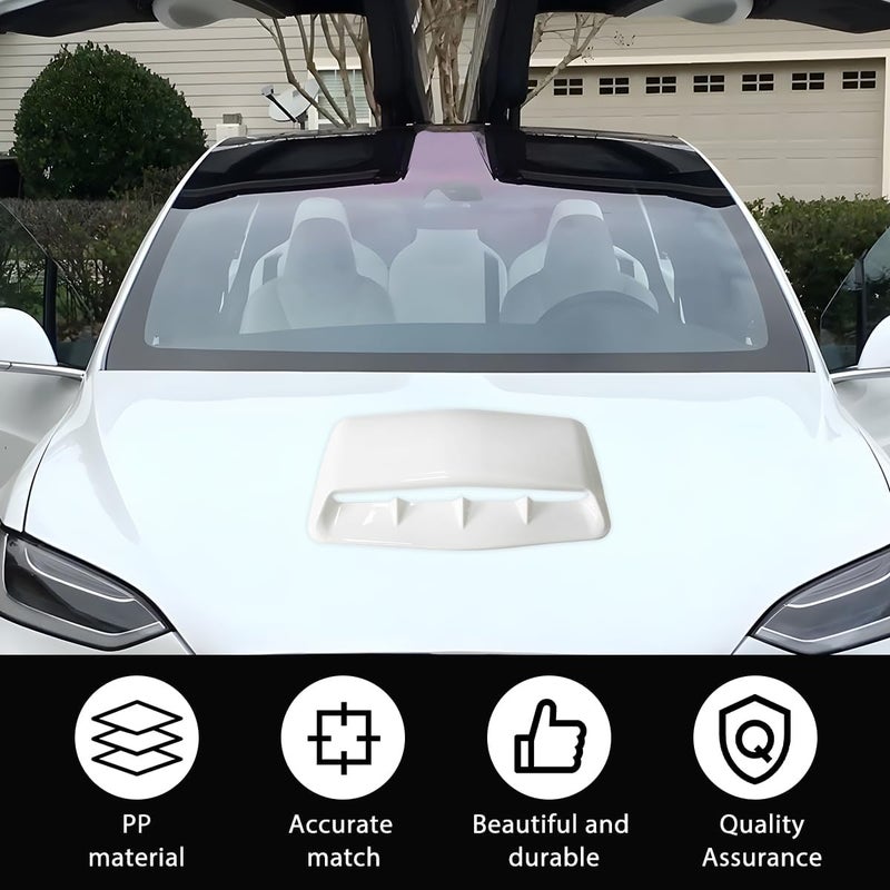 FALVFUN Car Hood Vents, Vehicle Scoop Turbo Bonnet Hood Air Flow Intake Cover, Automotive Exterior Decorative Engine Cooling Intake Vent Trim Accessories, Universal for SUV RV Truck (White) - Image 3